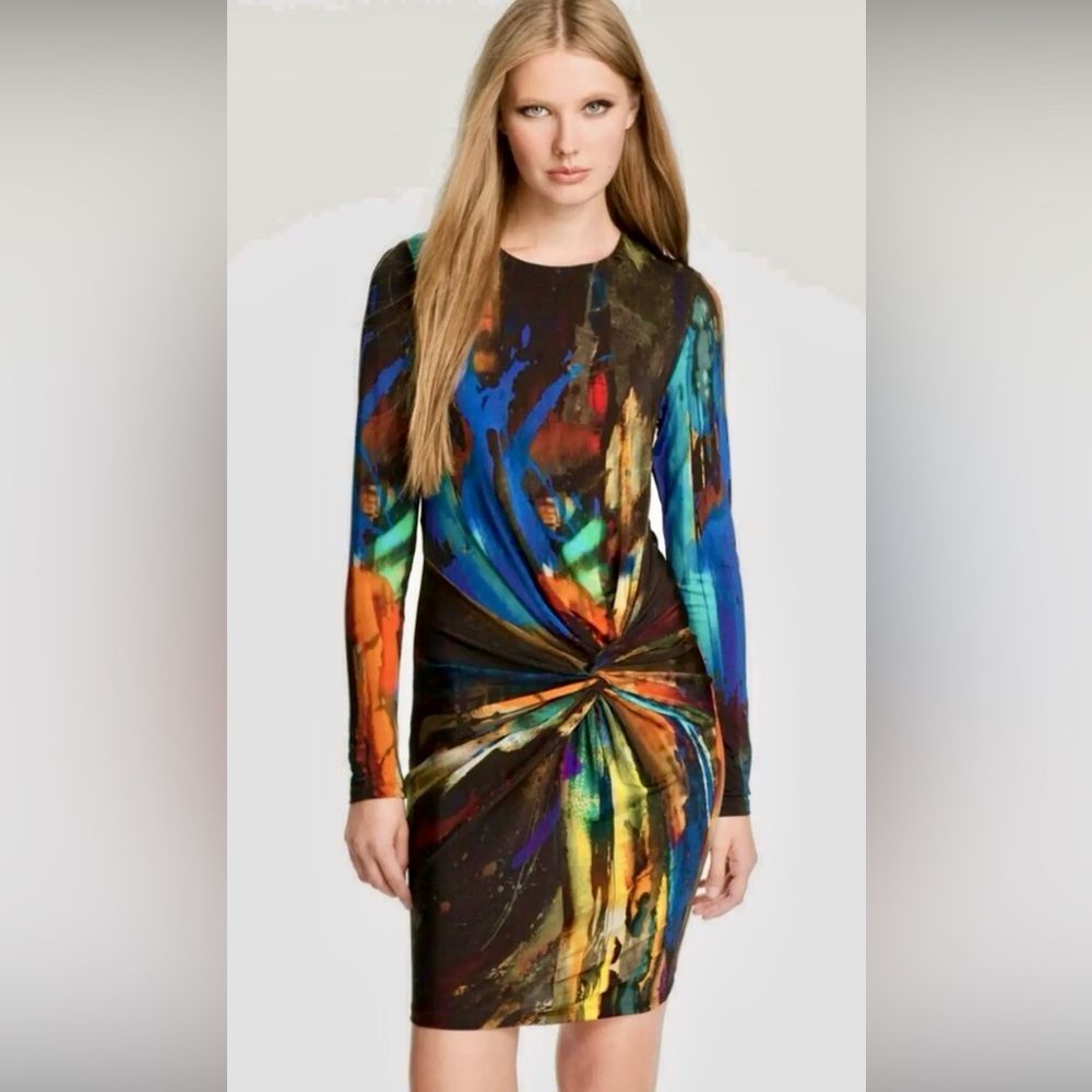 Ted Baker Blue Green Long Sleeve Bodycon Dress